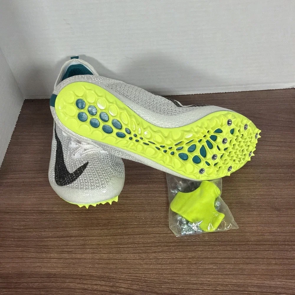 Size 8.5 Nike Zoom Superfly Elite 2 Flyknit White Green Spikes FZ9662 100 Men's